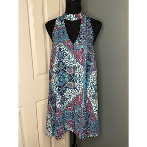 Olivaceous Women's Large Geometric Keyhole Cutout Sleeveless Mini Dress